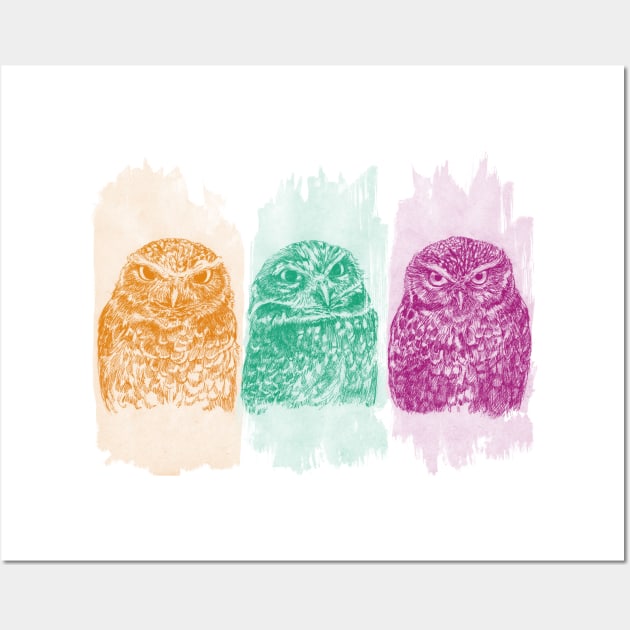 Three angy owlets Wall Art by Redilion